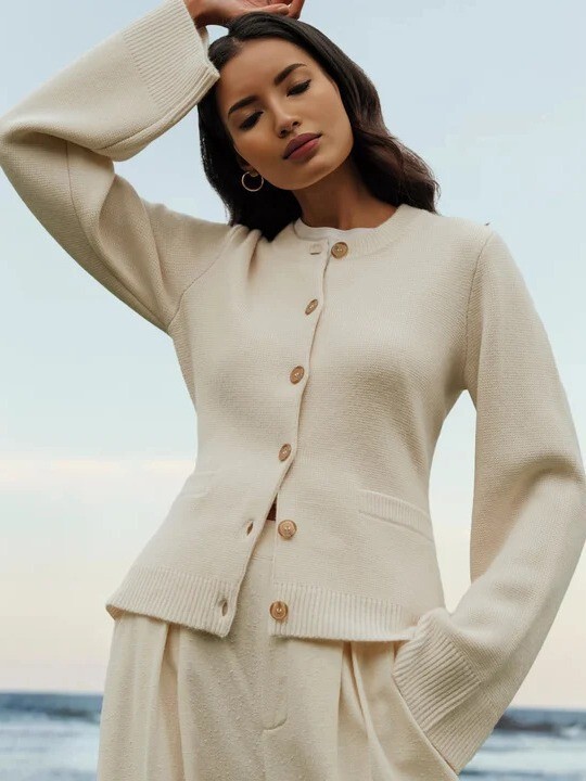【Sheep Wool】Size-Coded European and American Foreign Trade Cross-Border Amazon Independent Site Knitted Cardigan Jacket Women's Sweater 【Sheep Wool】Size-Coded European and American Foreign Trade Cross-Border Amazon Independent Site Knitted Cardigan Jacket Women's Sweater