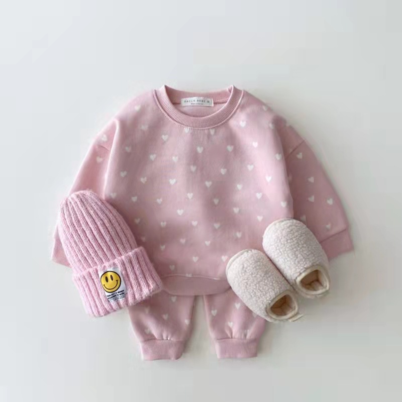 Pants Sets Sets Type 2 Pieces Set Quantity Casual Heart Shape Cotton Girls Clothing Sets