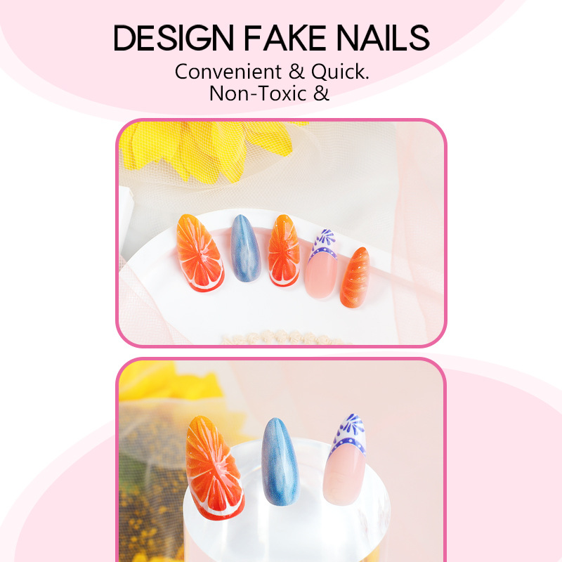 40g Weight press-on nails Nail Supplies 1 Set Quantity ABS Material Orange Pattern Casual, French Style Style Casual French Style Orange ABS Press-on Nails 1 Set 2