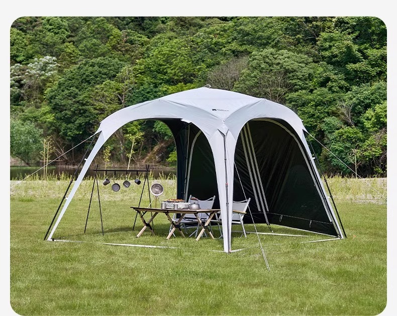 Mugod Holiday Dome 9.0 Automatic Outdoor Black Vinyl Canopy Tent for Camping, Sun Protection, No Assembly Required, Quick Open, Rainproof