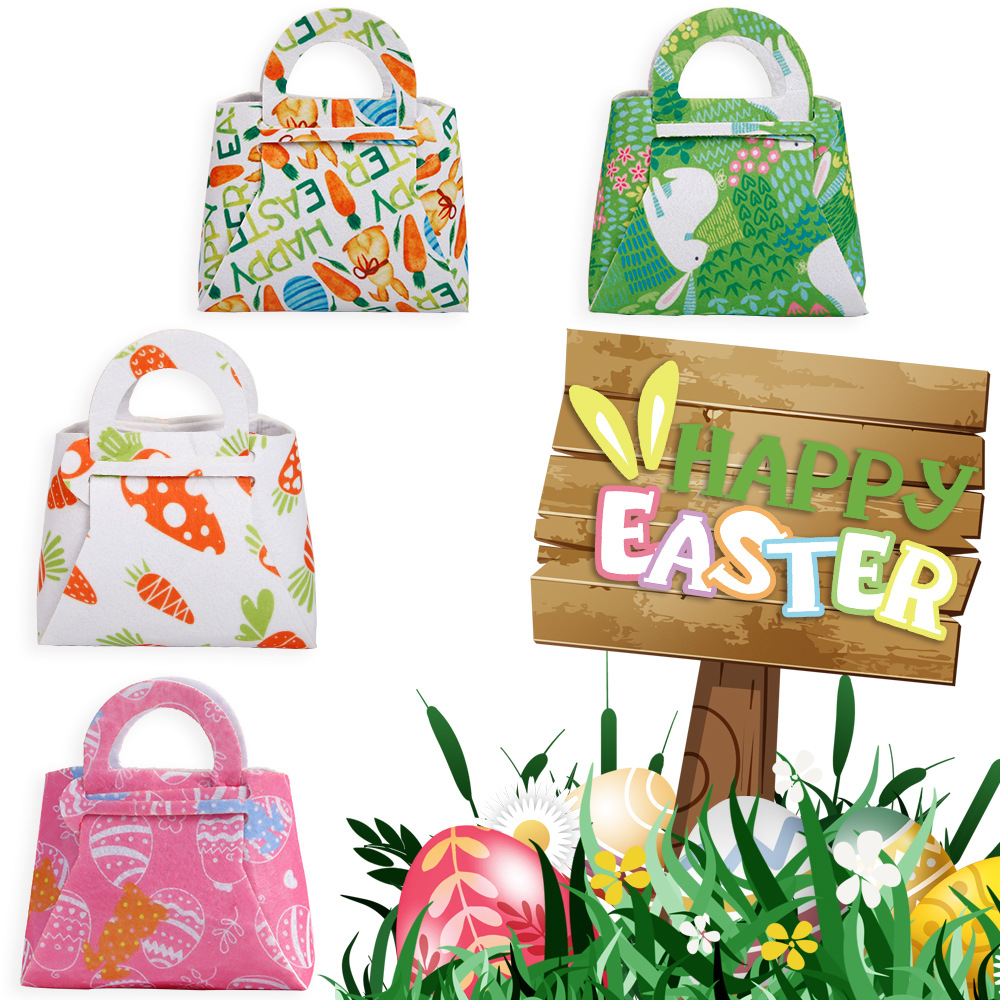 Nuevo conejo transfronterizo de pascua zanahoria bolsas DIY hechas a mano bolsas de regalo de fiesta decoración bolsas de dulces