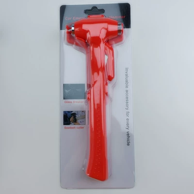 Car Safety Hammer with Extended Handle, Tungsten Steel Emergency Escape Life-Saving Tool for Buses and Cars, Window-Breaking Hammer (Qəza çəkici) - km49-tungsten-steel-safety-hammer-red