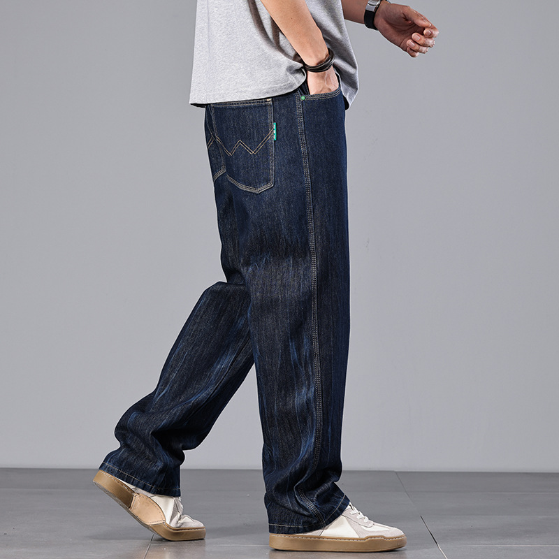 American Style Retro Original Color Jeans Men's Spring Loose Straight Men's Pants Advanced Sense Tie-Dye Washed Casual Pants