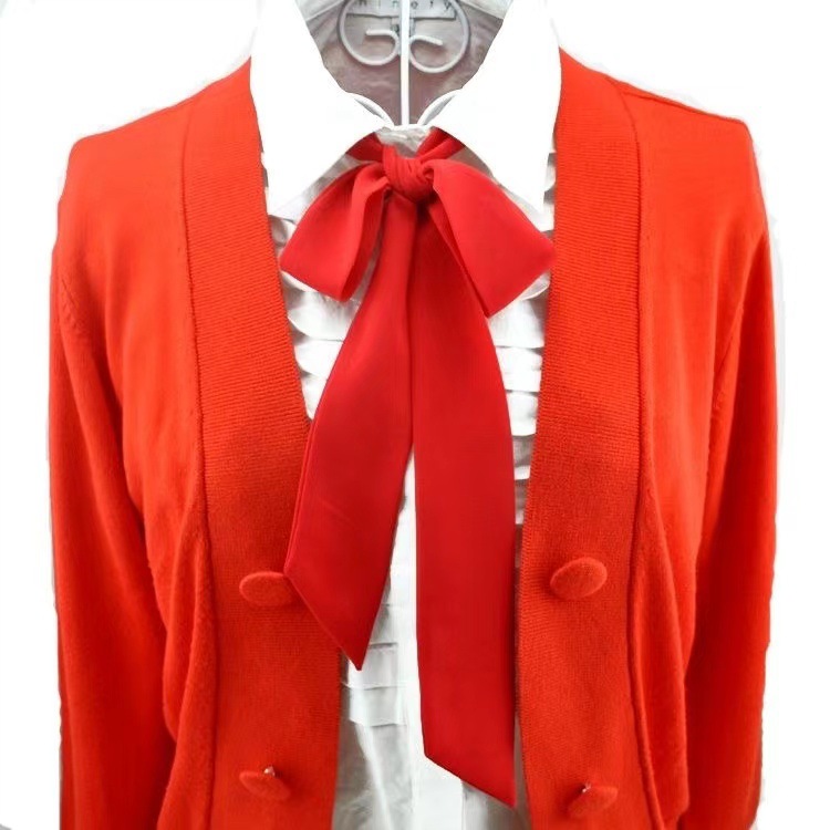 Pajarita encaje de mujer nuevo estilo coreano estilo británico preppy estilo Polka Dot color sólido gasa cinta golpeando a mano arco de moda