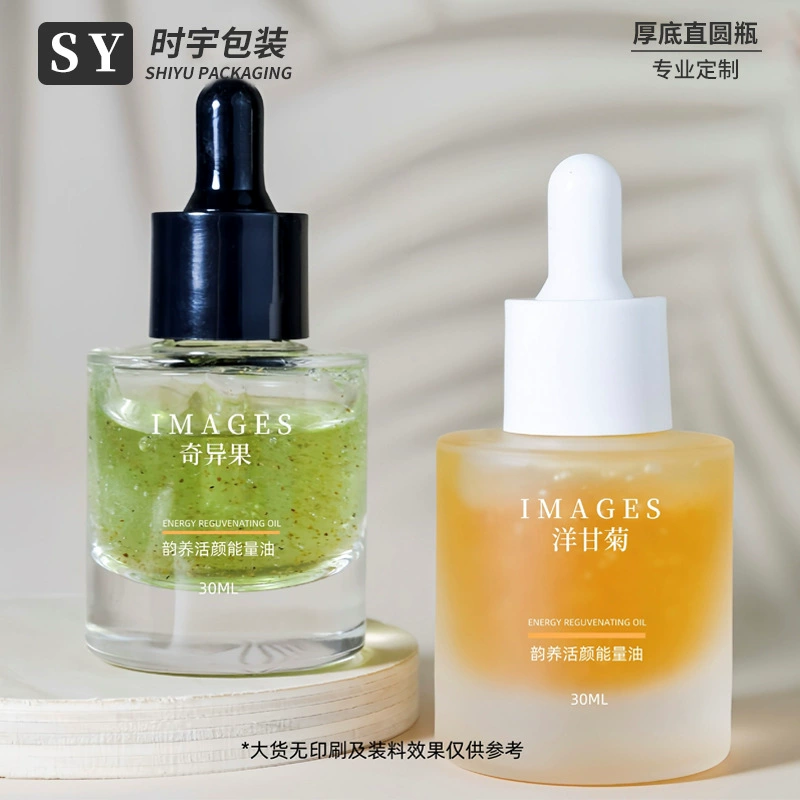 Спот 30ml толстый дно прямой круглая бутылка с эфирным маслом бутылка с капельницей 18 зубов 20 зубов косметическая стеклянная бутылка