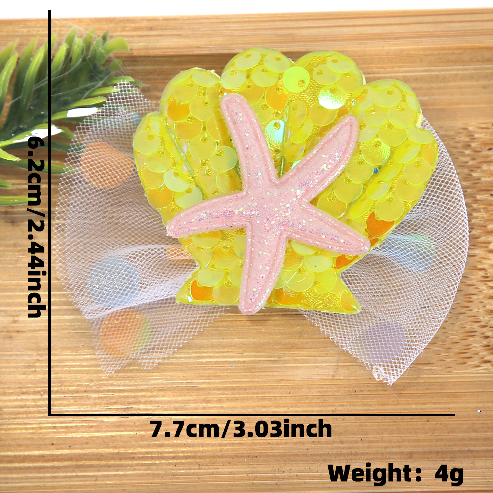 Cartoon shell starfish clip de pelo tema mar decoración de fiesta de cumpleaños clip de pelo borde clip de sequela clip de pelo