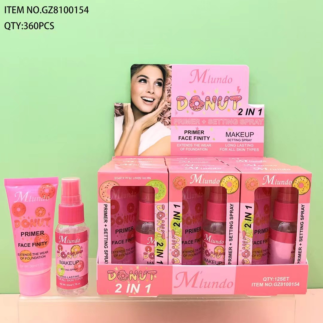 Nuevo nuevo producto transfronterizo Mlundo aislante humectante maquillaje pre-emulsión + conjunto de aerosol de maquillaje impermeable duradero