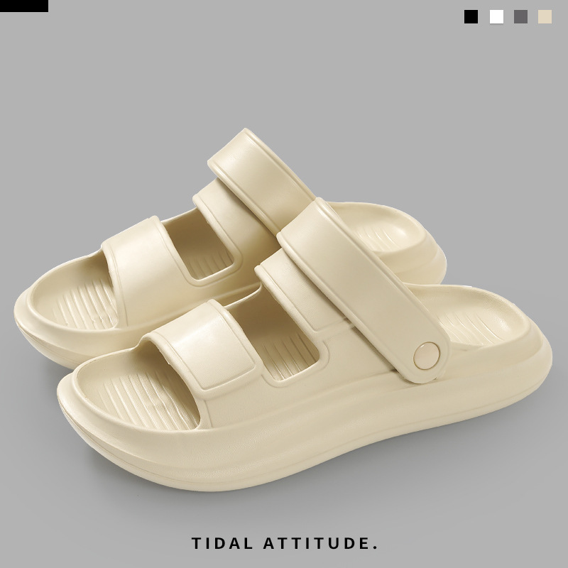 Zapatillas de suela gruesa para hombre con sentido de la mierda, tendencia y todo fósforo, se puede conducir con suela blanda, zapatillas de verano de alta elasticidad, zapatillas de playa