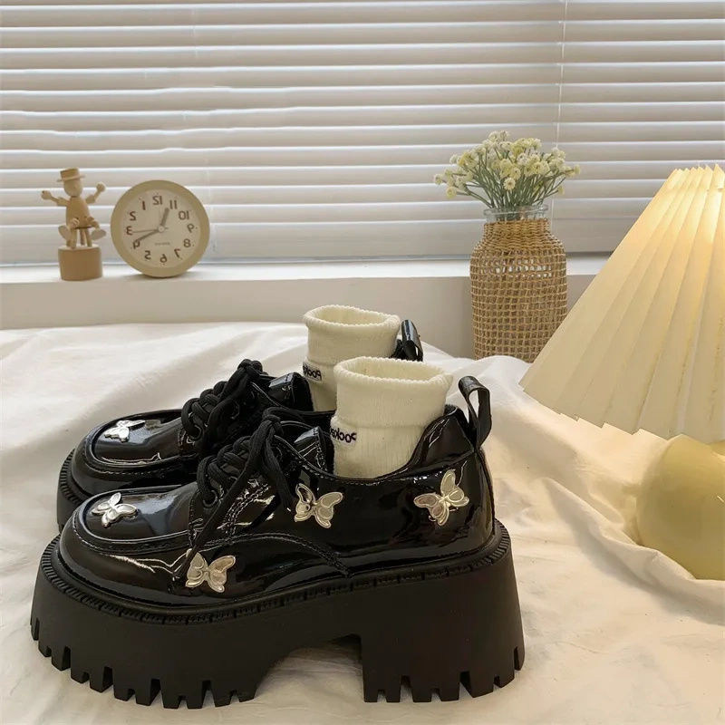 Niche Design Butterfly Small Leather Shoes for Women 2024 Autum New Versatile Retro British Style Small Height Increase Niche Design Butterfly Small Leather Shoes for Women 2024 Autum New Versatile Retro British Style Small Height Increase