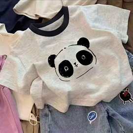 儿童纯棉短袖T恤男童女童夏季吸汗透气半袖宝宝圆领撞色宽松童装t