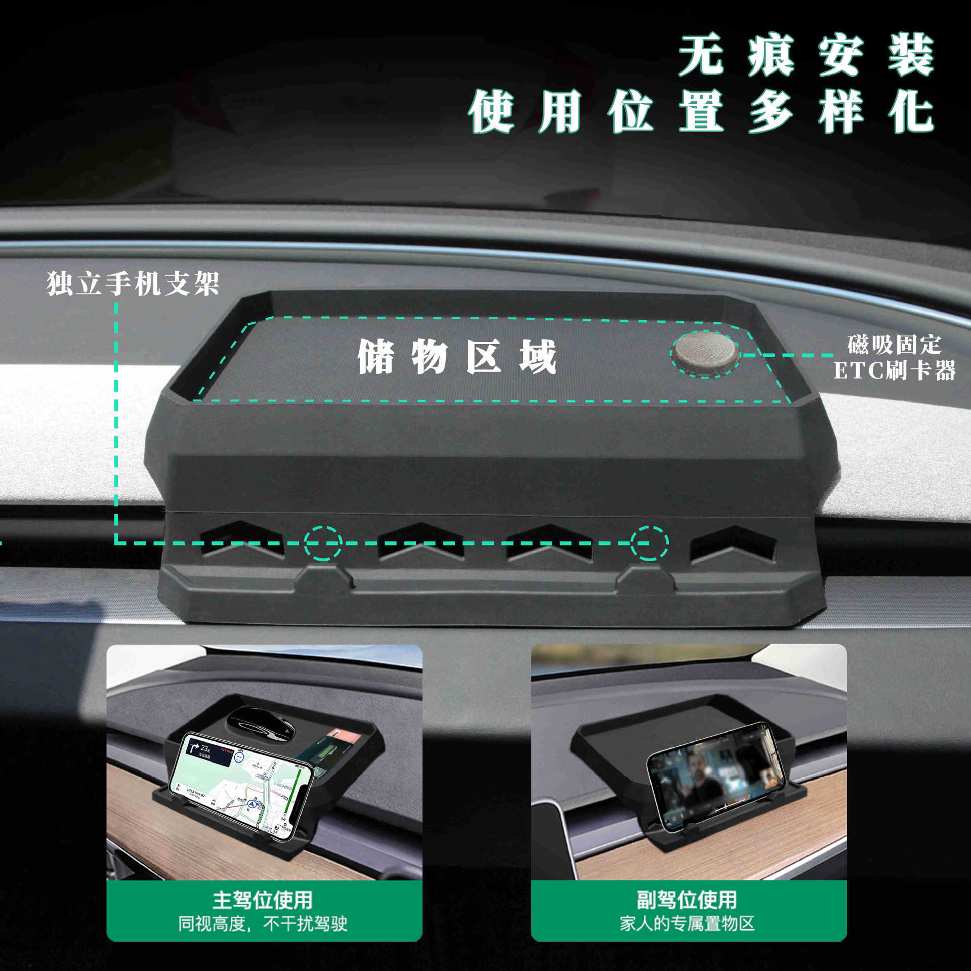 Suitable for Tesla's New Model Y3Yl Center Console Storage Box, Removable Tray, Tissue Storage
