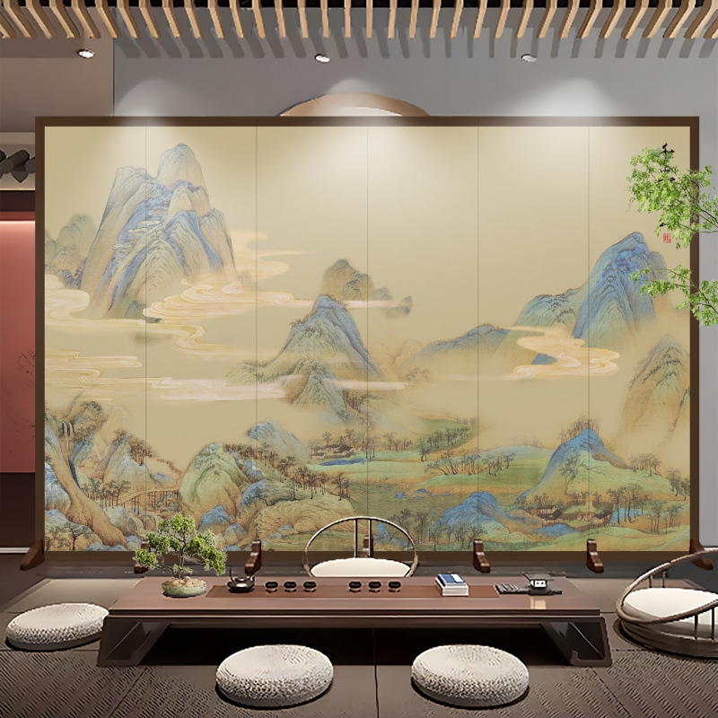 Pantalla de estilo chino sala de estar puerta de entrada cubierta oficina hotel paisaje pintura plegable pantalla plegable móvil clásica