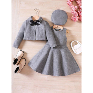 W 39582 Girls Woolen Dress Set Ůͯë��ȹ���b�羳���uͨ