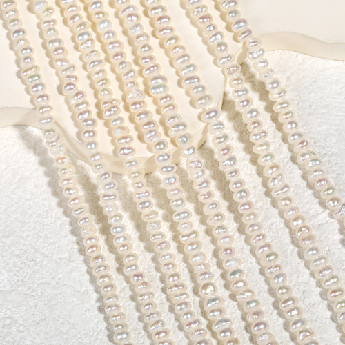 New Style Strong Light Mini Pearl Beads Flat Beads Natural Freshwater Real Pearl Loose Beads DIY Clavicle Chain Jewelry Accessories