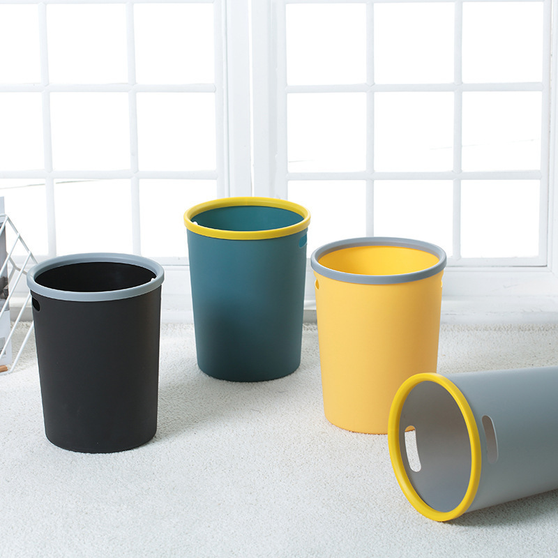 Handle with pressure ring trash can household kitchen large capacity paper basket living room toilet kitchen thickened garbage storage bucket