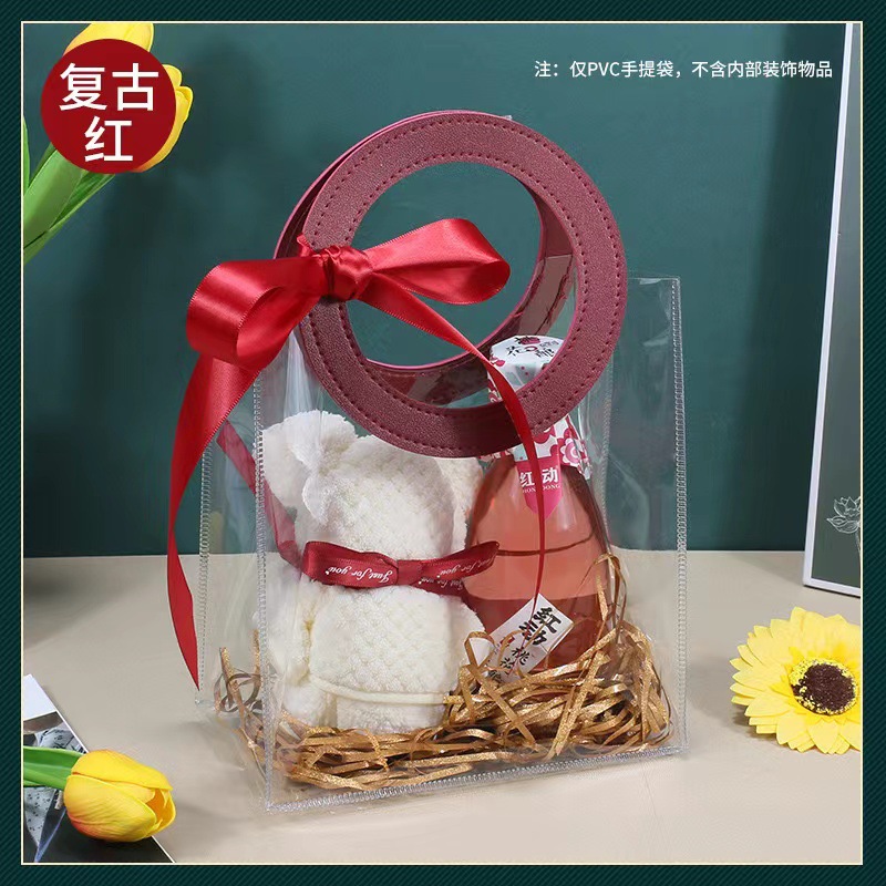Bolsas de plástico de PVC transparentes bolsas de regalo estereoscópicas bolsas de regalo de compromiso caramelo de boda bolsas de regalo portátiles al por mayor
