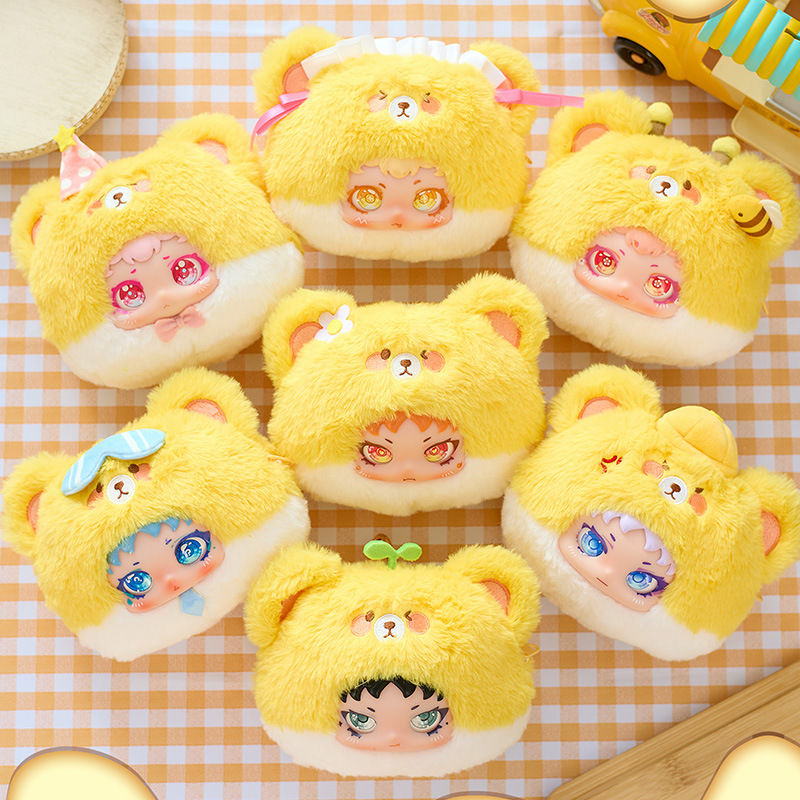 Nuevos tres pequeños cabellos (Samuel) mini colgantes de animales de peluche caja ciega juguetes QMoll muñecas adornos