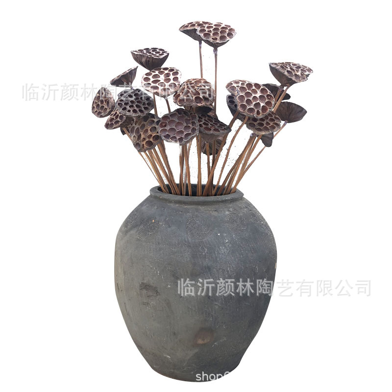 [Yan Lin] maceta de cerámica de tierra maceta de cerámica negra gran cilindro de agua de Weng paquete suave nuevo producto maceta de agua decoración popular