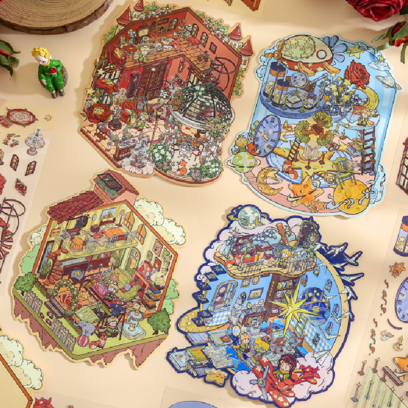 Mr. Paper Landscape Storage Sticker Prince Fairy Tale Book Micro Vision 3D Handmade Stacked Handbook Sticker