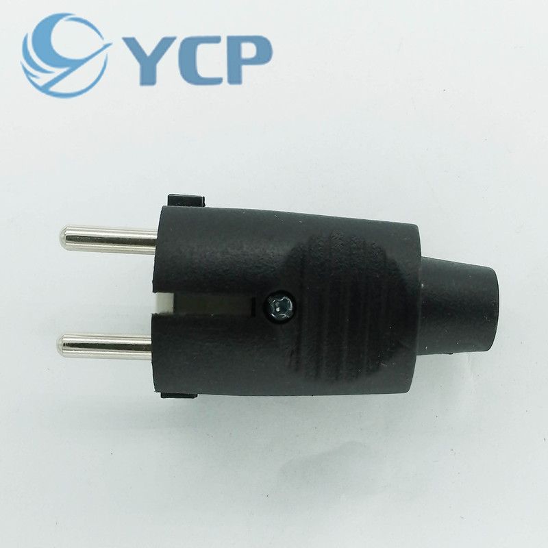16A German Standard European French-Style Wiring Plug for Russia and Korea, European Standard European-Style Plug Power Supply with Two Round Pins Assembly
