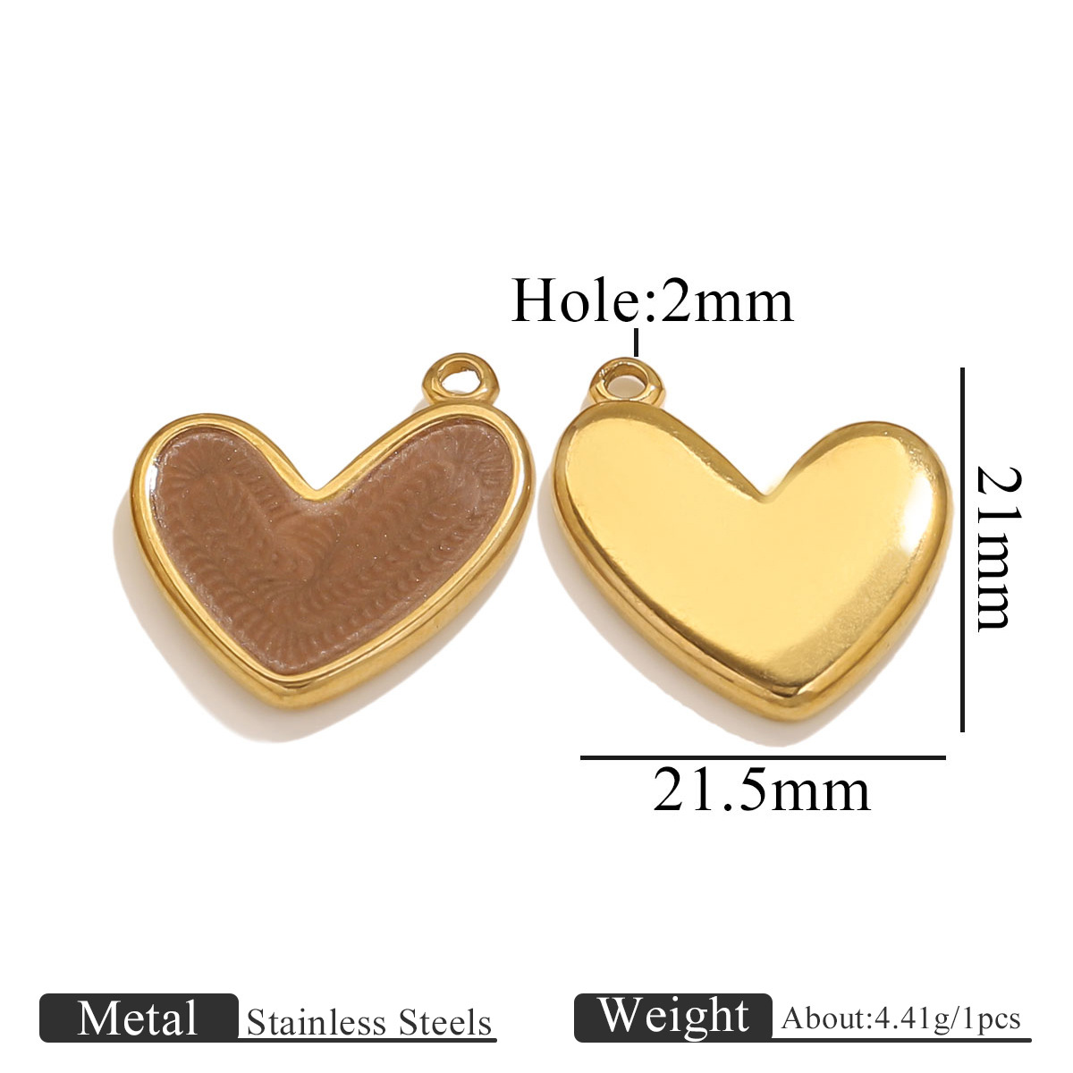 PVD Coated Gold Plating Process 1 Piece 304 Stainless Steel PVD Coated Real Gold Plated Heart Shape Pendant Pendant