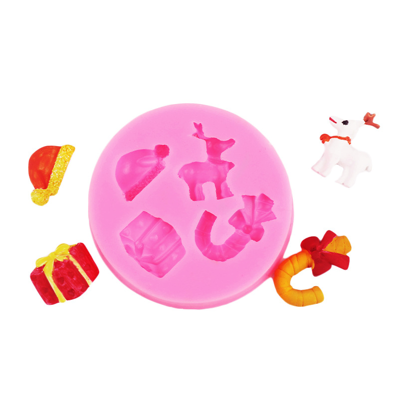 4 piezas pastel molde decoración Navidad vacaciones regalo ELK caramelo sombrero hornear molde de silicona hecho a mano jabón Decoración