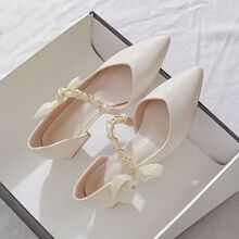 百搭年气质高跟鞋尖头甜美法式网红新款夏季2024时尚单鞋女蝴蝶结