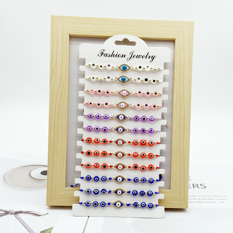 Amazon cross-border hot sale handmade Devil's Eye bracelet adjustable woven dripping rhinestone Palm friendship bracelet