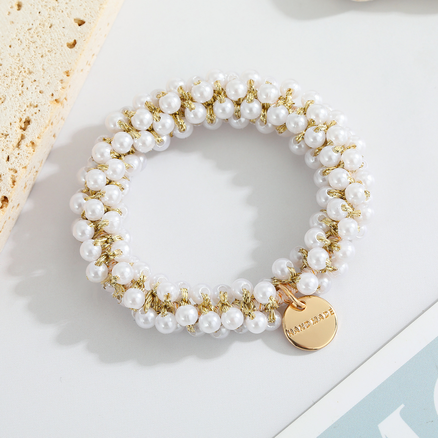 10g Weight Travel Occasion Geometric Pattern Women'S Gender Grey, White, Blue, Yellow, Black Color Korean Multicolor Crystal Pearl Hair Tie Simple Hair Rope Hair Accessories 3
