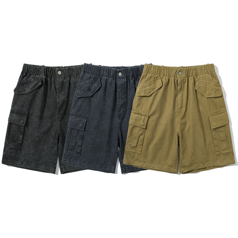 Japanese Style Retro Ami Khaji Military Style Multi-Pocket Workwear Shorts Men's and Women's Loose Washed Casual Pants Trendy