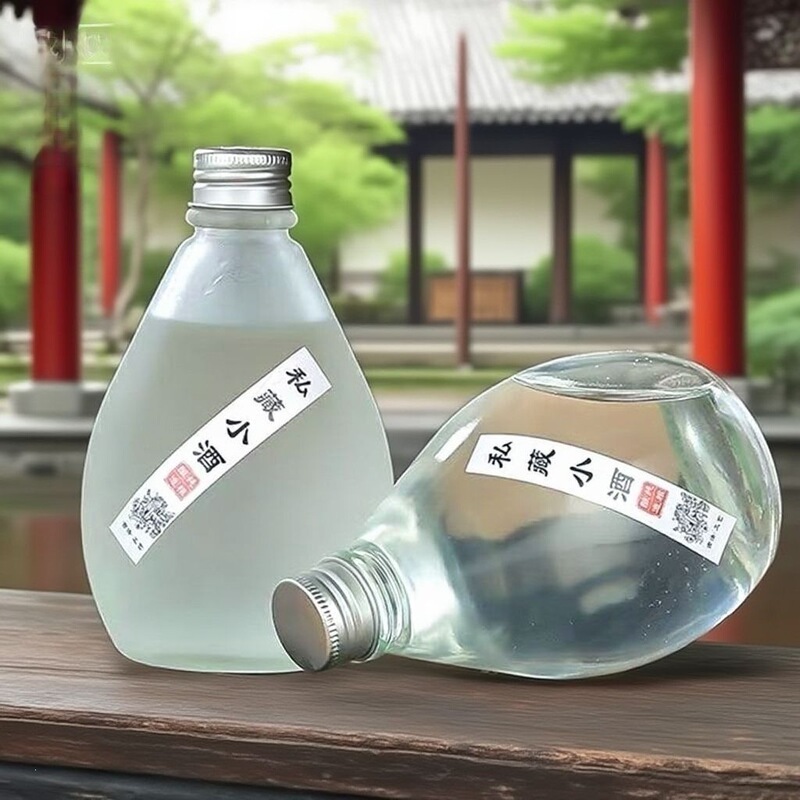 Cross-border water drop-shaped wine bottle, frosted glass fruit wine bottle, transparent liquor sealing bottle, empty bottle for home brewing
