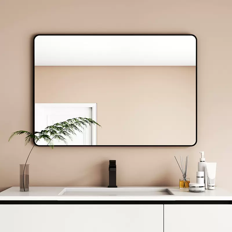 长年供应玻璃镜子卫生间浴室镜子化妆镜玻璃银镜浴室镜铝合金无框