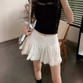 BM风芭蕾风蕾丝边蛋糕裙女 bm白色半身裙短裙性感拉链A字裙蓬蓬裙
