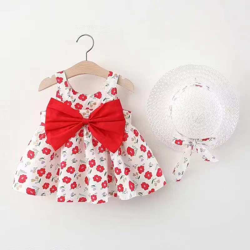 dress small red flowers (send hat)