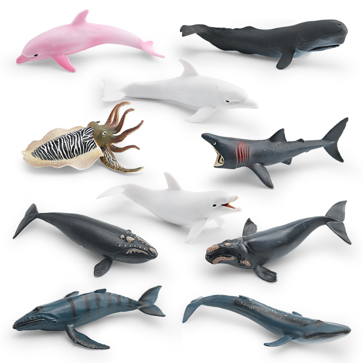 Simulación transfronteriza modelo de animales marinos cognitivo infantil tiburón ballena azul calamar ballena jorobada delfín decoración estática