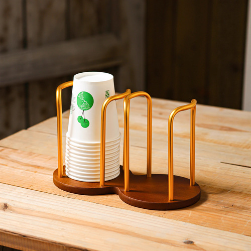 Cross-border paper cup holder disposable cup grabber desk tea table storage organizer cup coffee bamboo wood cup holder