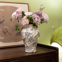 复古森林新中式冰裂釉青花瓷花瓶小口径陶瓷花瓶摆件水培家居装饰