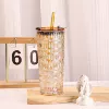 Amber straw with diamond pattern