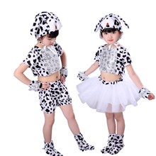六一新款小狗演出服装小花狗连体舞蹈服儿童小狗斑点狗表演服装