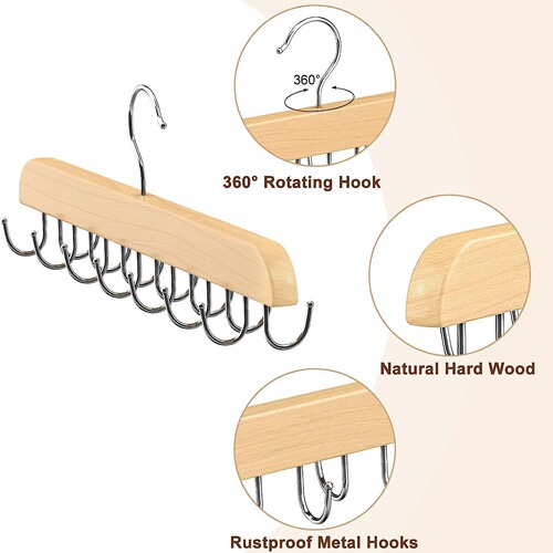 Solid wood belt storage rack household belt tie hook hanger underwear sling multifunctional solid wood tie rack