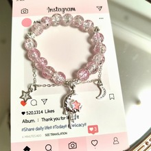 新款超仙月亮手链女月亮融化星星水晶美小众设计闺蜜手串饰品批发