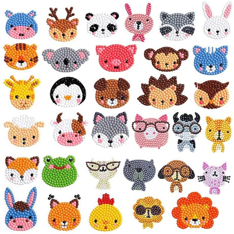 5D детский набор для алмазной мозаики sticker DIY, повседневные животные дизайны, разные размеры (наклейка и стразы)