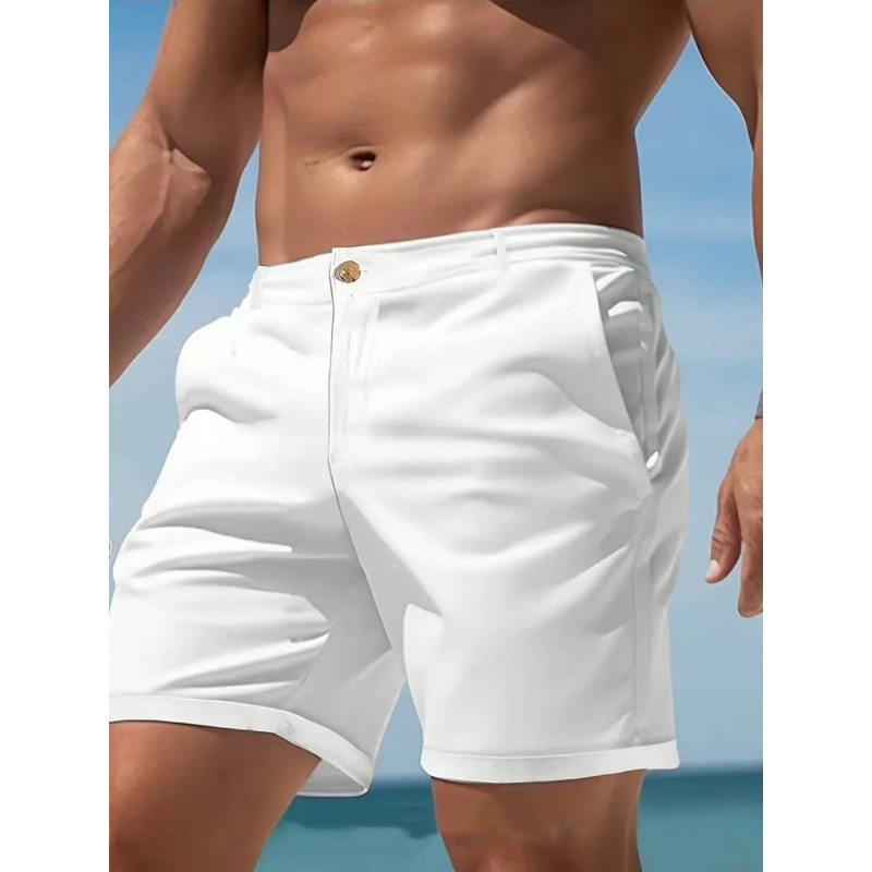 2026 Cross-Border Men's Solid Color Casual Shorts Business Golf Sports Shorts Men's Slim Fit Straight Summer Shorts