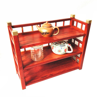 Factory African Red Rosewood Desktop Tea Set Tea Cup Teapot Storage Rack Bogu Rack Purple Sand Pot Storage Rack