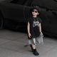 Boys' Fashionable Cool suit 2025 Summer New Children's Sleeveless Korean-style Black Denim Shorts Two-piece Fashionable Set