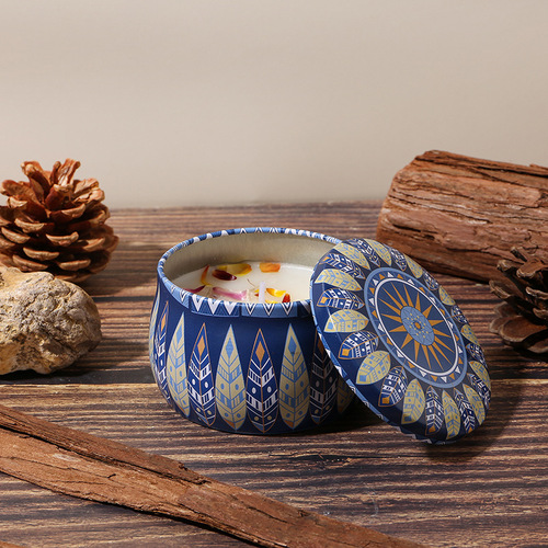 Cross-border smokeless scented candles, Southeast Asian tinplate cans, dried flowers, handmade soy wax, bedroom fragrance souvenirs