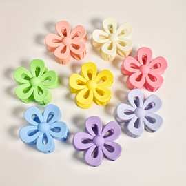 亚马逊新款磨砂镂空花朵抓夹亚克力无痕喷漆发爪后脑勺鲨鱼夹批发