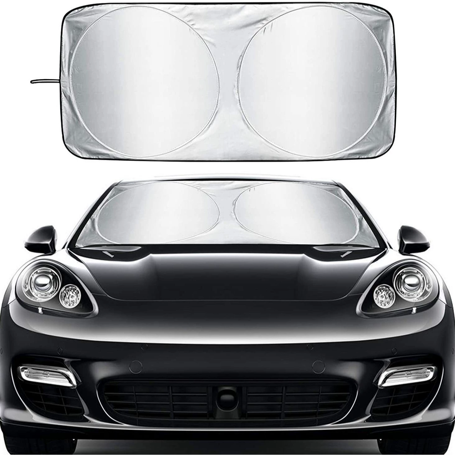 Автомобиль летний автомобиль посеребренный с двойным кольцом складной солнцезащитный козырек для хранения солнцезащитный крем крышка лобового стекла автомобиля Передняя передача Универсальный