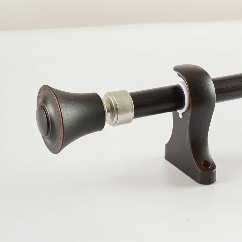 Varilla de madera simple, barra romana silenciosa, barra de cortina, barra de cortina de aleación de aluminio, barra simple, barra doble, pista de cortina al por mayor