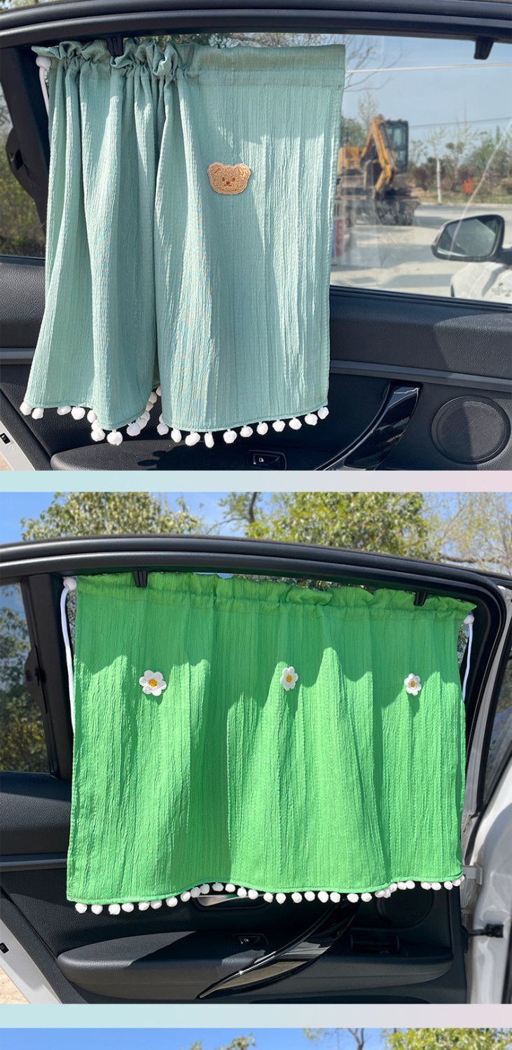 Fresh and Simple Car Window Sunshade Curtain, Sun Protection, All-Season Pull-Out Curtain with Suction Cups, Car Interior Privacy Curtain for Sleeping